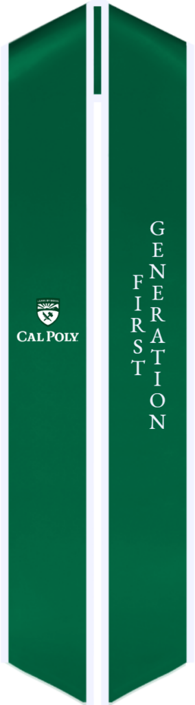 Custom Cal Poly in San Luis Obispo graduation stoles in official green, gold, and other patterns