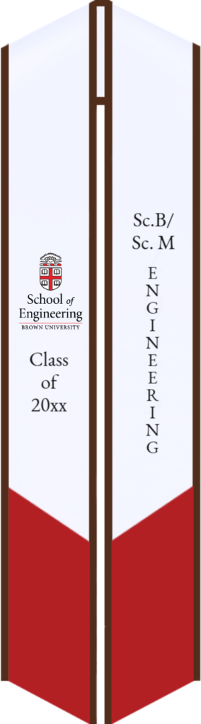 Custom Brown University graduation stoles in official brown, red, and other patterns