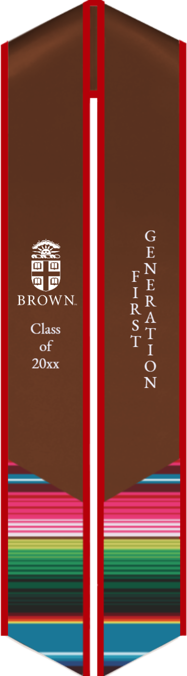 Custom Brown University graduation stoles in official brown, red, and other patterns