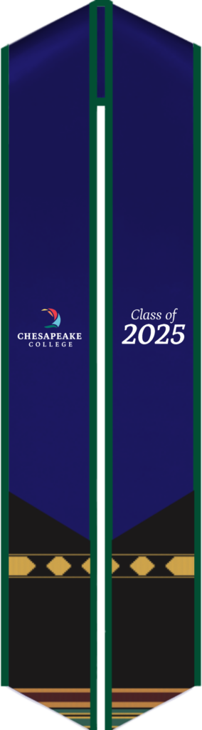 Custom Chesapeake College graduation stole designs in school colors