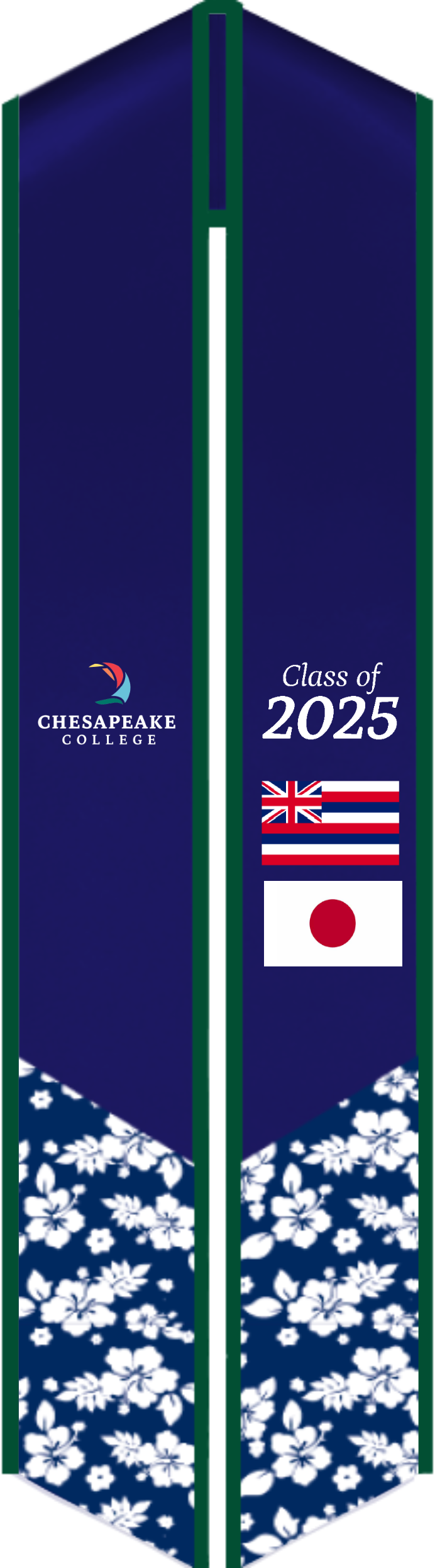 Custom Chesapeake College graduation stole designs in school colors