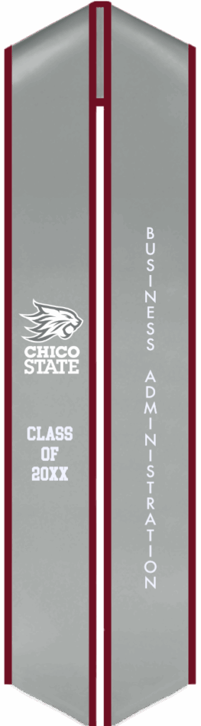 Custom Chico State University Stoles in official red and grey colors.