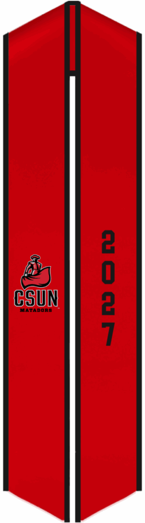Custom CSUN graduation stole designs in school colors