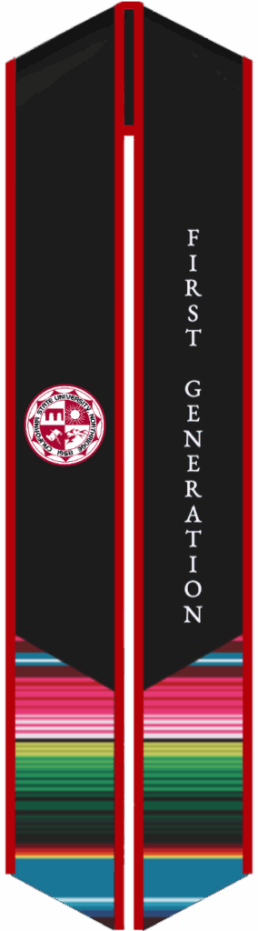Custom CSUN graduation stole designs in school colors