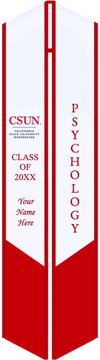 Custom CSUN graduation stole designs in school colors