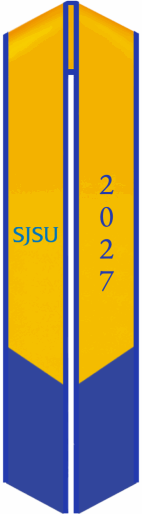 Custom San Jose State University graduation stole designs in school colors