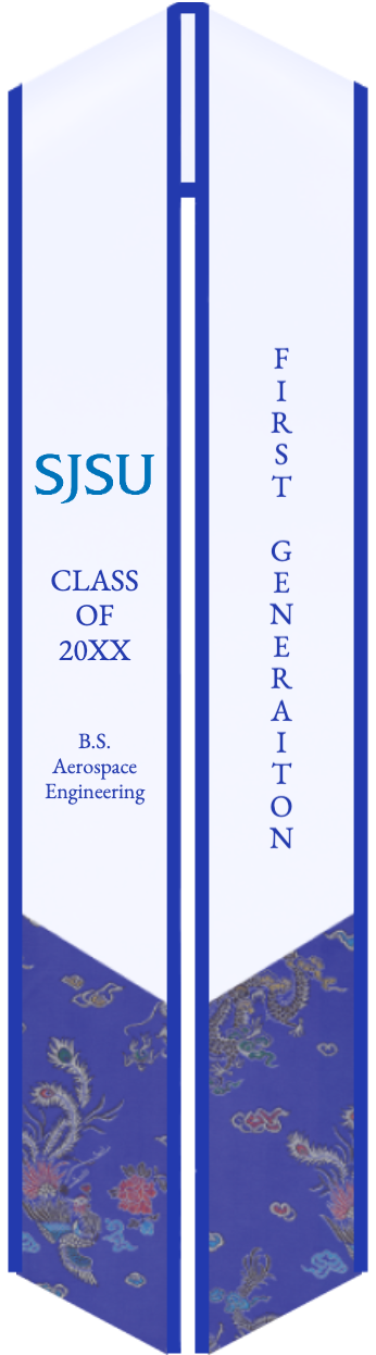 Custom San Jose State University graduation stole designs in school colors